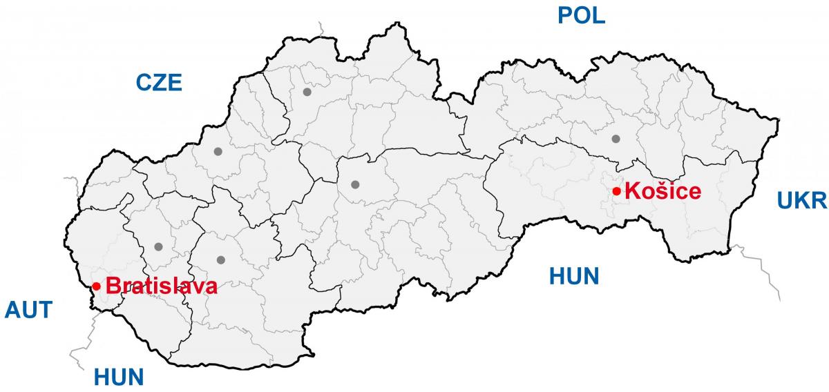 mapa Koszyce, Słowacja