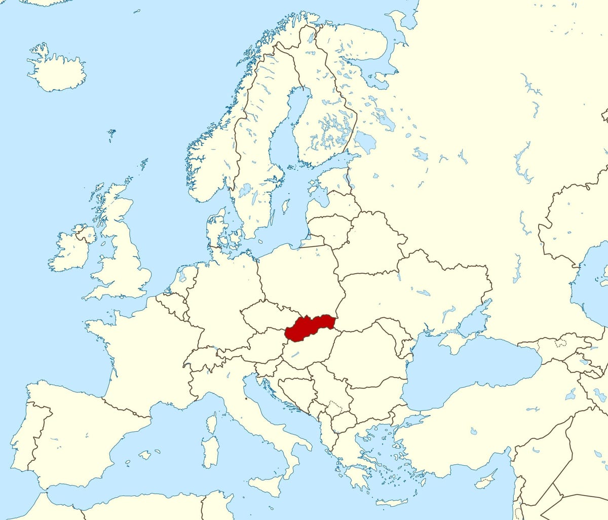 mapa Słowacji, mapa Europy