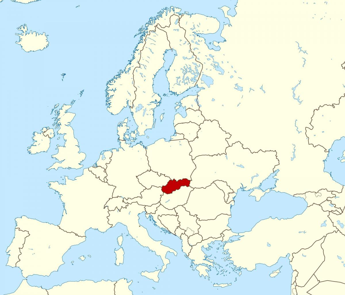 mapa Słowacji, mapa Europy