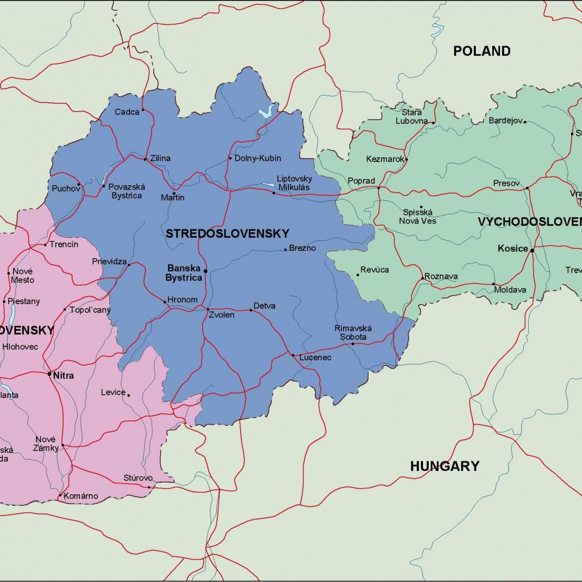 mapa Słowacji politycznych