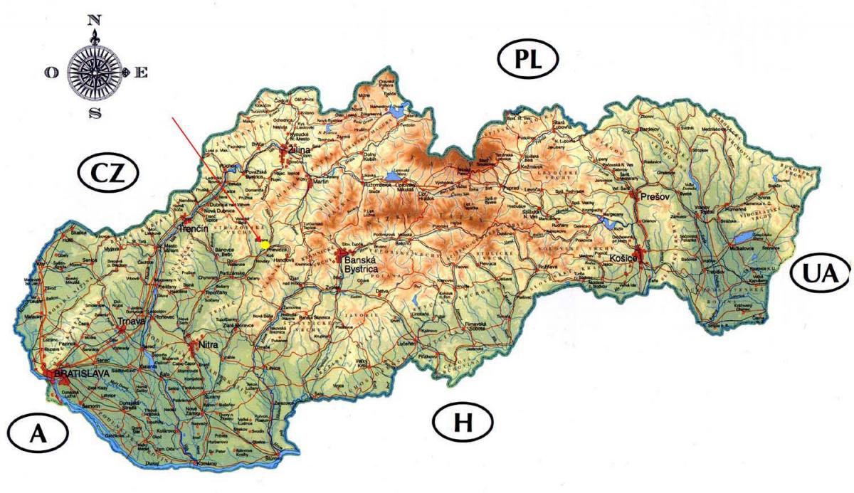 mapa Słowacji zamki