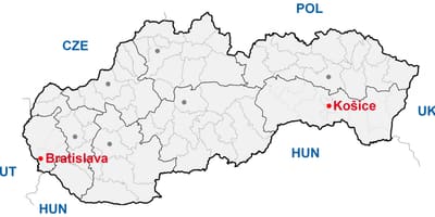 Mapa Koszyce, Słowacja