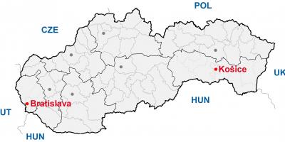 Mapa Koszyce, Słowacja