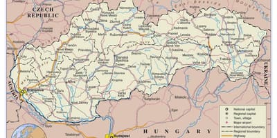Mapa Słowacji drogi