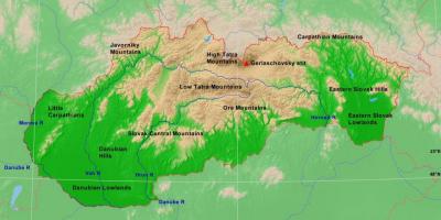 Mapa Słowacji fizycznej