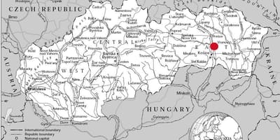 Mapa Wschodniej Słowacji
